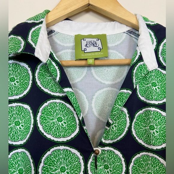 Elizabeth McKay Lime Print Tunic Dress Size 8 Citrus Retro Preppy Resortwear - Picture 8 of 10